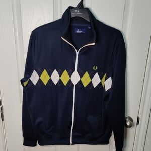 Fred Perry Navy and Green Argyle Jacket